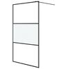 vidaXL Pregrada za tu&scaron; crna 115 x 195 cm s napola mutnim staklom ESG