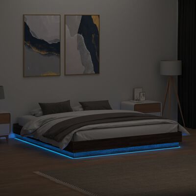 vidaXL Okvir kreveta s LED svjetlima smeđa boja hrasta 180 x 200 cm
