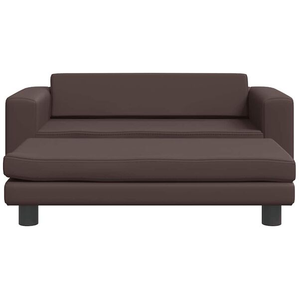 vidaXL Dječja sofa s tabureom smeđa 100 x 50 x 30 cm od umjetne kože