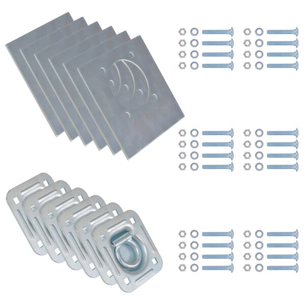 vidaXL Obruči za Vezanje Tereta za Prikolicu 6 kom Pocinčani Čelik 2000 kg