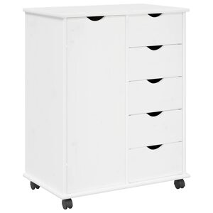 vidaXL Mobilni ormar 63,5 x 39 x 79 cm Čvrsto borovo drvo Bijelo