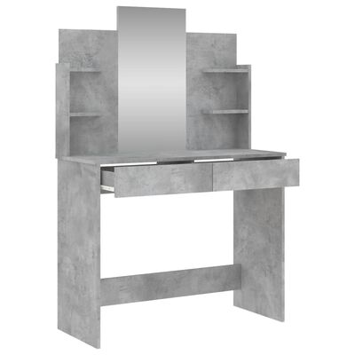 vidaXL Toaletni stolić s ogledalom siva boja betona 96 x 39 x 142 cm
