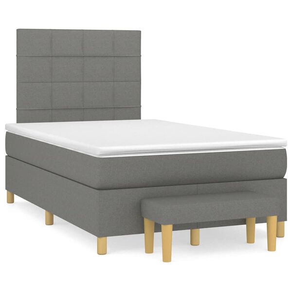 vidaXL Krevet box spring s madracem tamnosivi 120 x 190 cm tkanina