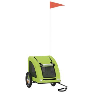 vidaXL Prikolica za bicikl za ljubimce zelena od tkanine i željeza