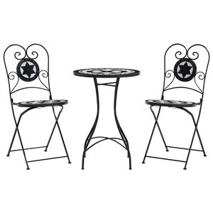 vidaXL Bistro set s mozaikom crno-bijeli od željeza i keramike