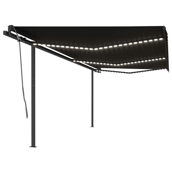 vidaXL Automatska tenda sa senzorom za vjetar LED 6 x 3 m antracit