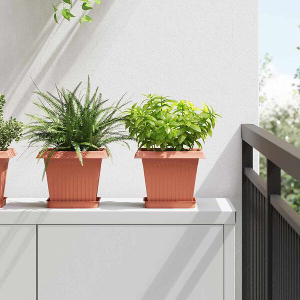 vidaXL Kvadratna saksija za cvijeće 6 pcs Crvena cigla 20 x 20 x 16 cm