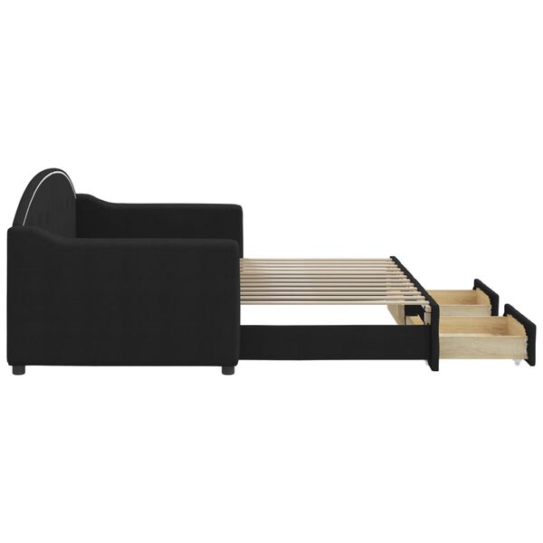 vidaXL Dnevni krevet na razvlačenje s ladicama crni 80x200 cm tkanina