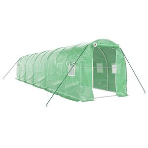 vidaXL Staklenik s čeličnim okvirom zeleni 20 m&sup2; 10 x 2 x 2 m