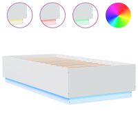 vidaXL Okvir za krevet s LED svjetlima bijeli 90 x 200 cm drveni