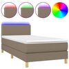 vidaXL Krevet box spring s madracem LED smeđesivi 90x190 cm tkanina