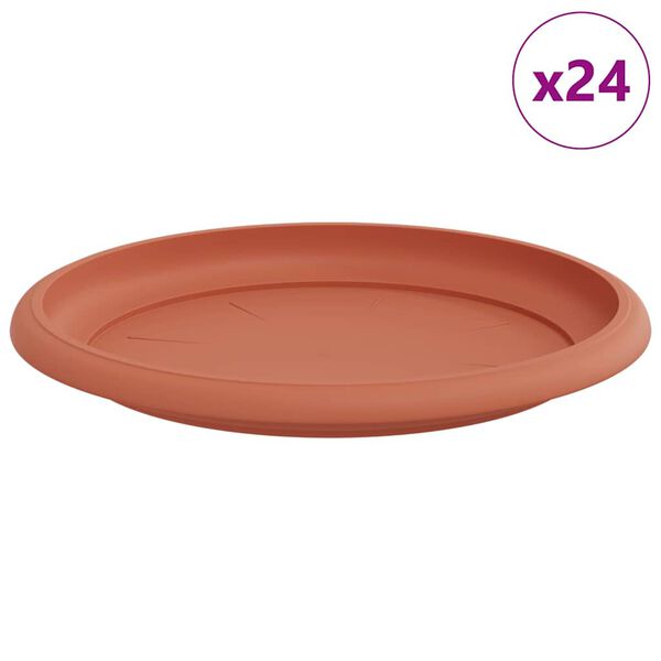 vidaXL Kružni Pladanj za Cvijeće 24 pcs Crvena cigla &Oslash; 14 x 2 cm