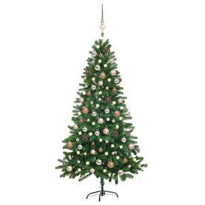 vidaXL Umjetno osvijetljeno božićno drvce s kuglicama 180 cm zeleno