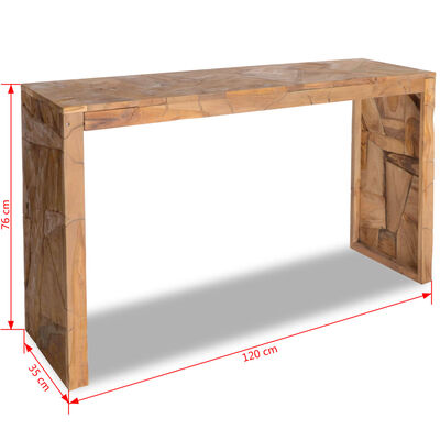 vidaXL Konzolni stol od komada drva tikovine 120x35x76 cm