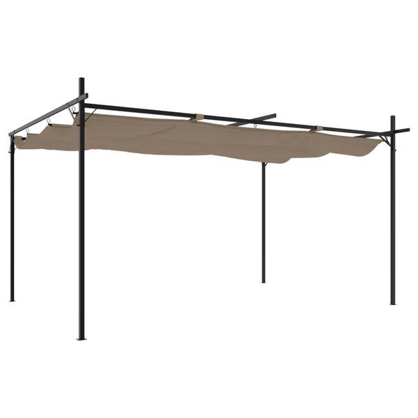 vidaXL Pergola s pomičnim krovom smeđesiva 395x292x230 cm