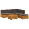 vidaXL Set vanjskih sofa s jastukom 6 Komad Smeđa Čvrsto drvo akacije