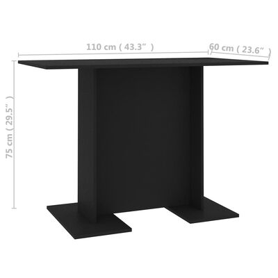 vidaXL Blagovaonski stol crni 110 x 60 x 75 cm od iverice