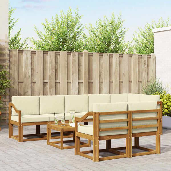 vidaXL Set vanjskih sofa s jastukom 9 pcs Prirodna i krem