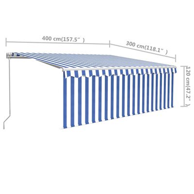 vidaXL Tenda na ručno uvlačenje s roletom 4 x 3 m plavo-bijela