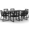 vidaXL 7-dijelni vrtni blagovaonski set od PVC ratana crni