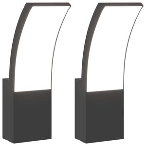 vidaXL Vanjske LED zidne svjetiljke 2 kom crne od lijevanog aluminija
