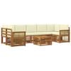 vidaXL Set vanjskih sofa 8 pcs Prirodna i krem Čvrsto drvo akacije