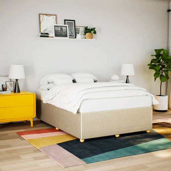 vidaXL Okvir za krevet bez madraca krem 140 x 190 cm od tkanine