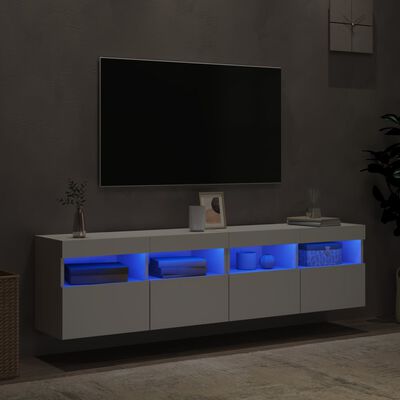 vidaXL Zidni TV ormarići s LED svjetlima 2 kom bijeli 80 x 30 x 40 cm