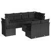 vidaXL 9-dijelni set vrtnih sofa s jastucima crni od poliratana