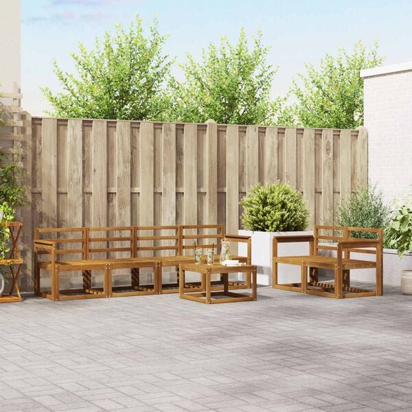vidaXL Set vanjskih sofa 7 pcs Prirodna Čvrsto drvo akacije
