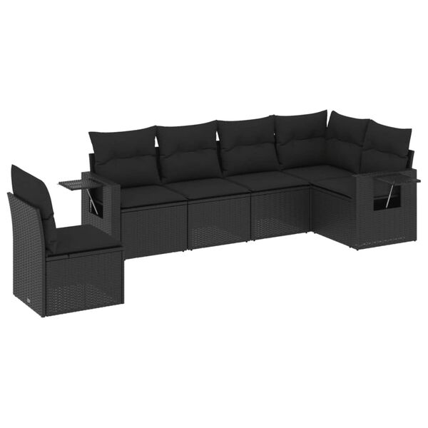 vidaXL 6-dijelni set vrtnih sofa s jastucima crni od poliratana