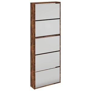 vidaXL Ormarić za cipele sa zrcalom 5 razine boja hrasta 63x17x169,5cm
