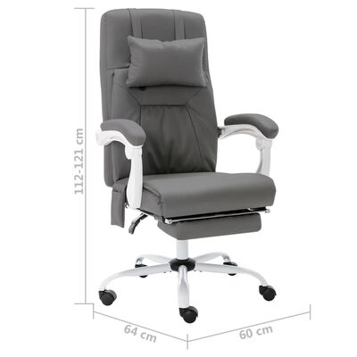 vidaXL Masažna uredska stolica od umjetne kože siva