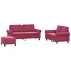 vidaXL 3-dijelni set sofa s jastucima crvena boja vina bar&scaron;unasti