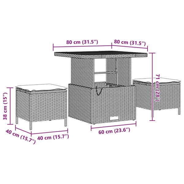 vidaXL Sjedeća garnitura za vrt s jastukom 13 pcs Crna poliratan