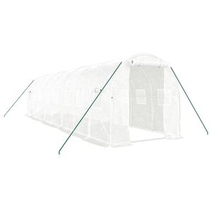 vidaXL Staklenik s čeličnim okvirom bijeli 16 m&sup2; 8 x 2 x 2 m