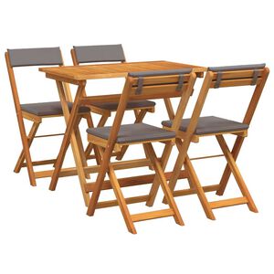vidaXL Bistro set s jastukom 5 pcs Prirodna nafta Čvrsto drvo akacije