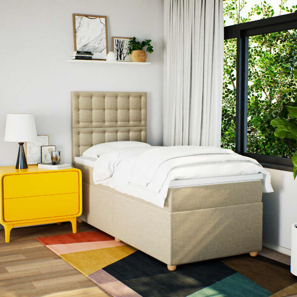 vidaXL Krevet s oprugama i madracem krem 90 x 190 cm od tkanine