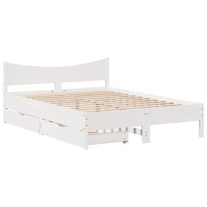 vidaXL Okvir za krevet s ladicama bijeli 150 x 200 cm borovina