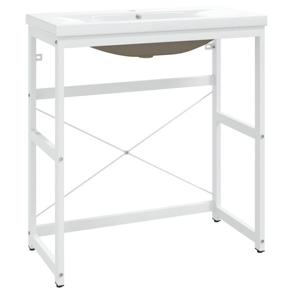 vidaXL Okvir za umivaonik s ugrađenim umivaonikom bijeli željezni