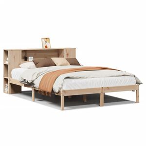 vidaXL Krevet s regalom za knjige bez madraca 135x190 cm od borovine