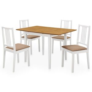 276409 vidaXL 5 Piece Dining Set MDF White (247625+247635)