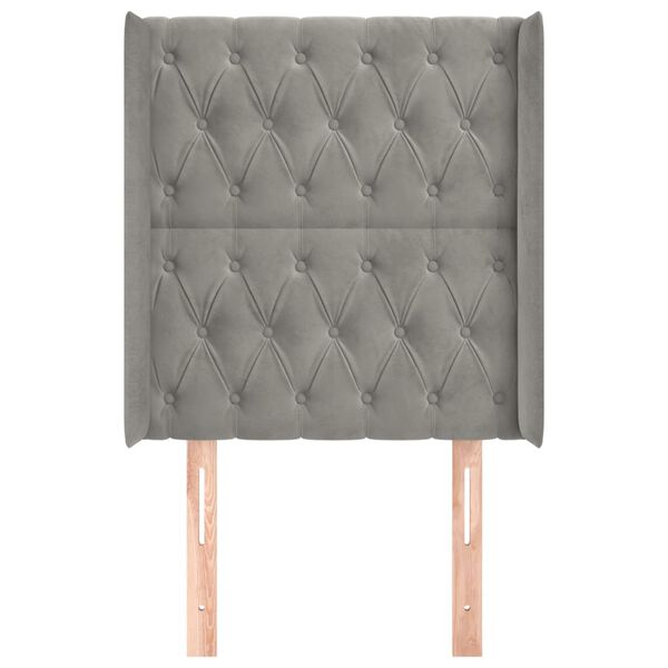 vidaXL Uzglavlje s ušima svjetlosivo 83x16x118/128 cm baršunasto