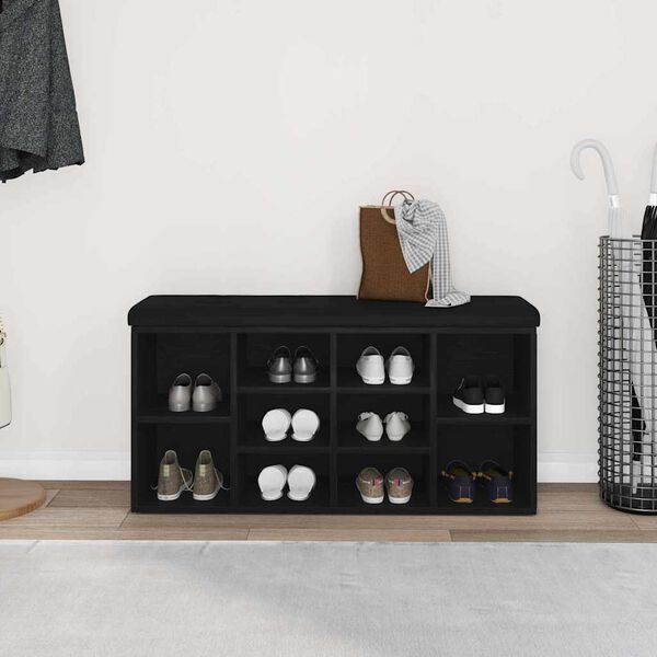 vidaXL Klupa za cipele Crni hrast 102 x 32 x 50 cm Konstruirano drvo