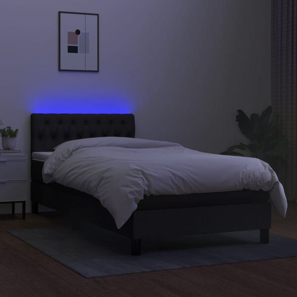 vidaXL Krevet box spring s madracem LED crni 90x190 cm od tkanine