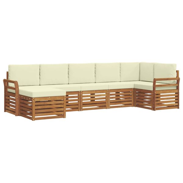 vidaXL Setovi sofa 7 pcs Prirodna i krem Čvrsto drvo akacije