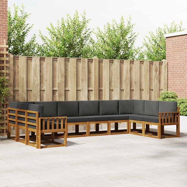 vidaXL Set vanjskih sofa s jastukom 10 pcs Prirodna i antracit
