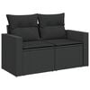 vidaXL Vrtna sofa s jastucima za 2 osobe, crna, poli ratan