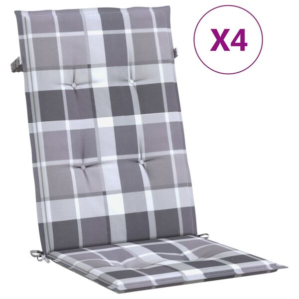 vidaXL Jastuci za stolice 4 kom sivi karirani 120x50x3 cm od tkanine