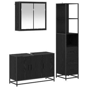 vidaXL Set namje&scaron;taja za kupaonicu 3 kom. Crni hrast 90 x 33 x 60 cm